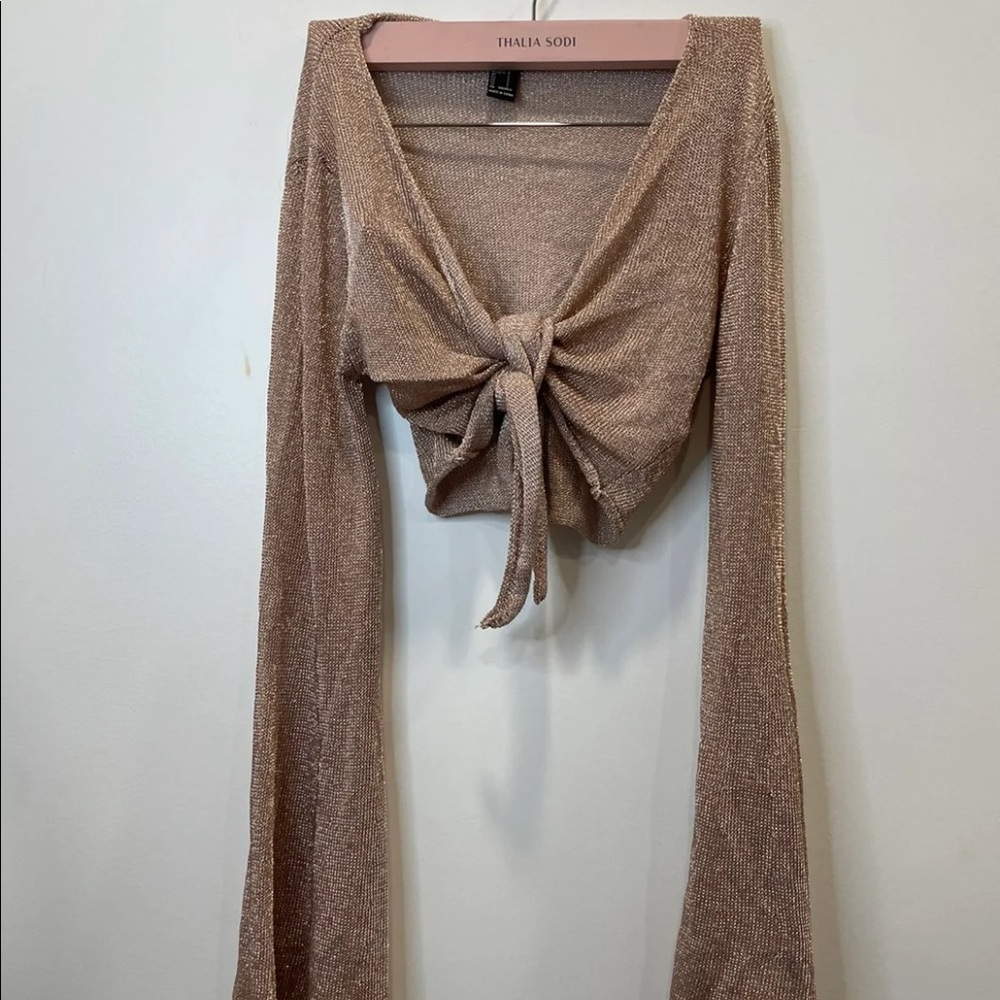 Metallic front twist crop top